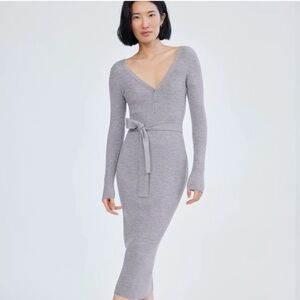 Babaton Heathered Grey Henley Dress